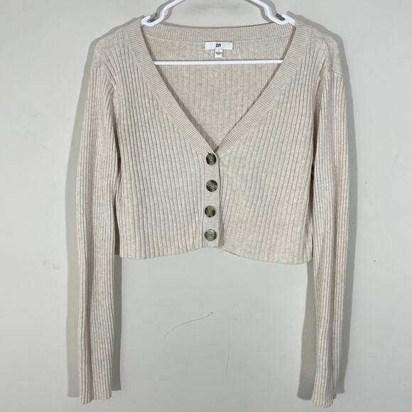 BP Sweaters - BP Nordstrom Button Front Knit Ribbed Cardigan Womens Size Large Cream Beige